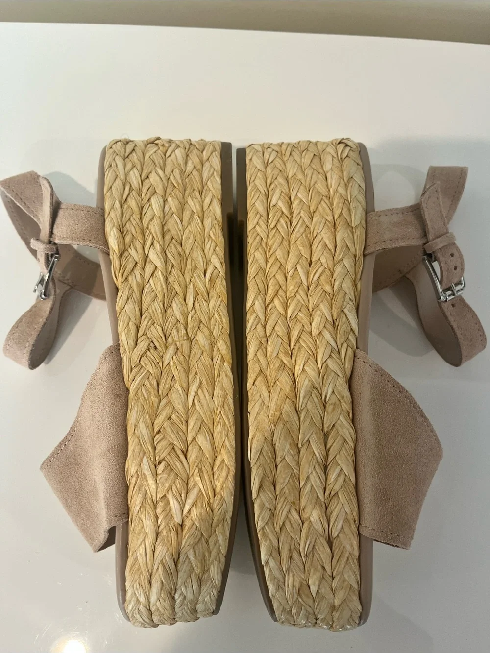 Marc Fisher Jellard Natural Platform Wedge Espadrille Sandals Women’s Size 10